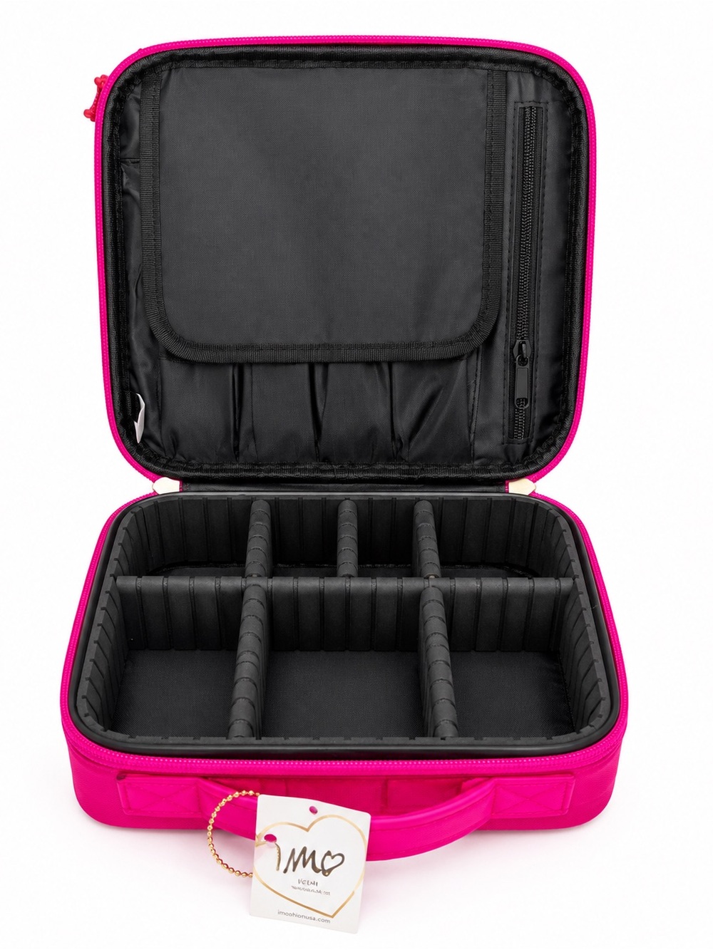 IMO Vegan Hot Pink Train Case Makeup Organizer Cosmetic Storage Bag NWT